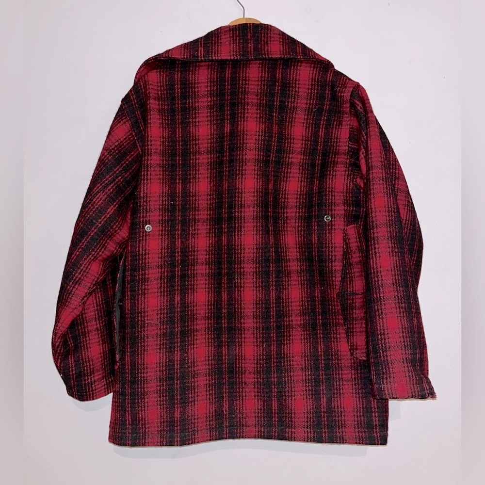 WOOLRICH Vintage Classic Red Plaid Wool Coat sz L - Picture 2 of 13
